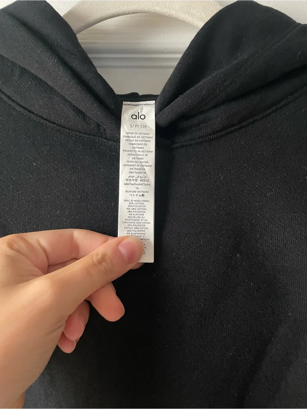 ALO Yoga Black Cropped Hoodie - Minimal Pullover